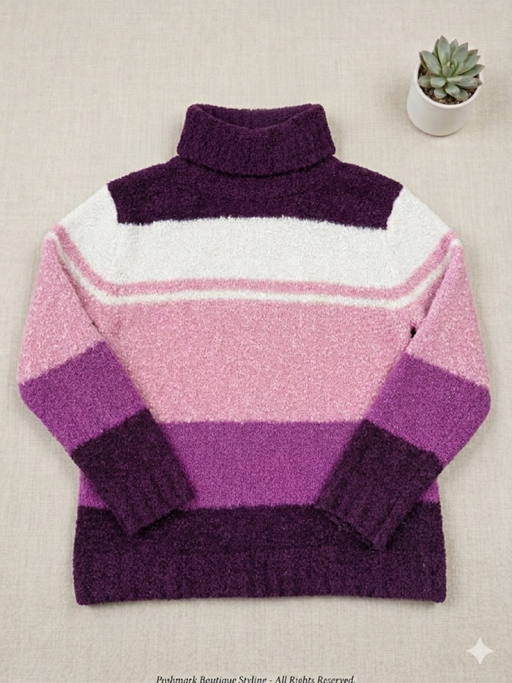 Vintage Northern Getaway Cozy Striped Turtleneck Sweater Girl’s Medium